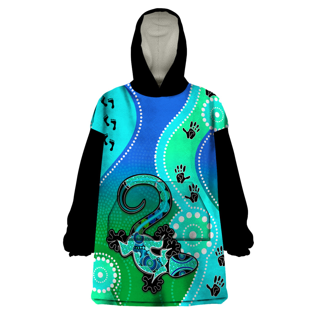 Personalised Australia Lizard Wearable Blanket Hoodie Aboriginal Tribal Art Stylization - Vibe Hoodie Shop