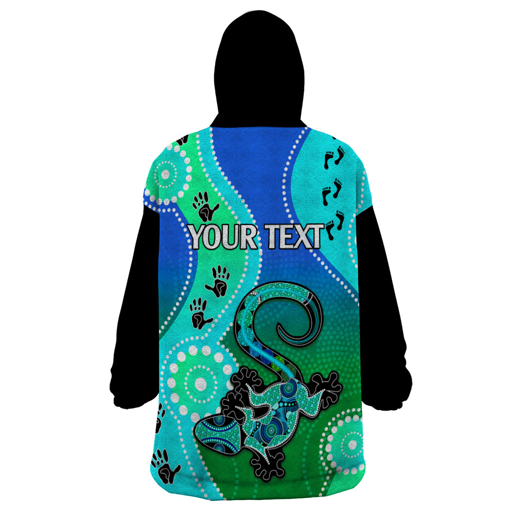 Personalised Australia Lizard Wearable Blanket Hoodie Aboriginal Tribal Art Stylization - Vibe Hoodie Shop