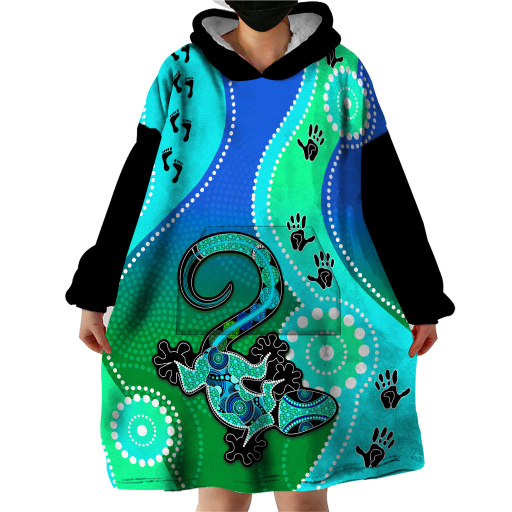 Personalised Australia Lizard Wearable Blanket Hoodie Aboriginal Tribal Art Stylization - Vibe Hoodie Shop