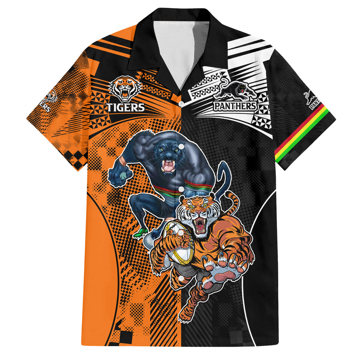 NRL Tigers Combine Panthers Rugby Family Matching Long Sleeve Bodycon Dress and Hawaiian Shirt Sporty Style LT9