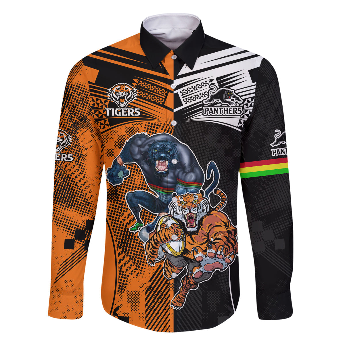 NRL Tigers Combine Panthers Rugby Family Matching Long Sleeve Bodycon Dress and Hawaiian Shirt Sporty Style LT9