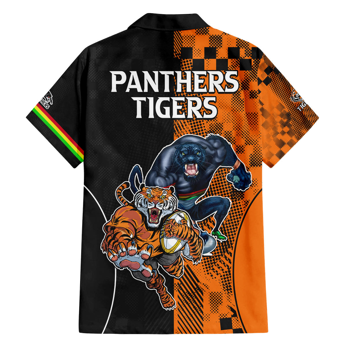 NRL Tigers Combine Panthers Rugby Family Matching Off Shoulder Maxi Dress and Hawaiian Shirt Sporty Style LT9