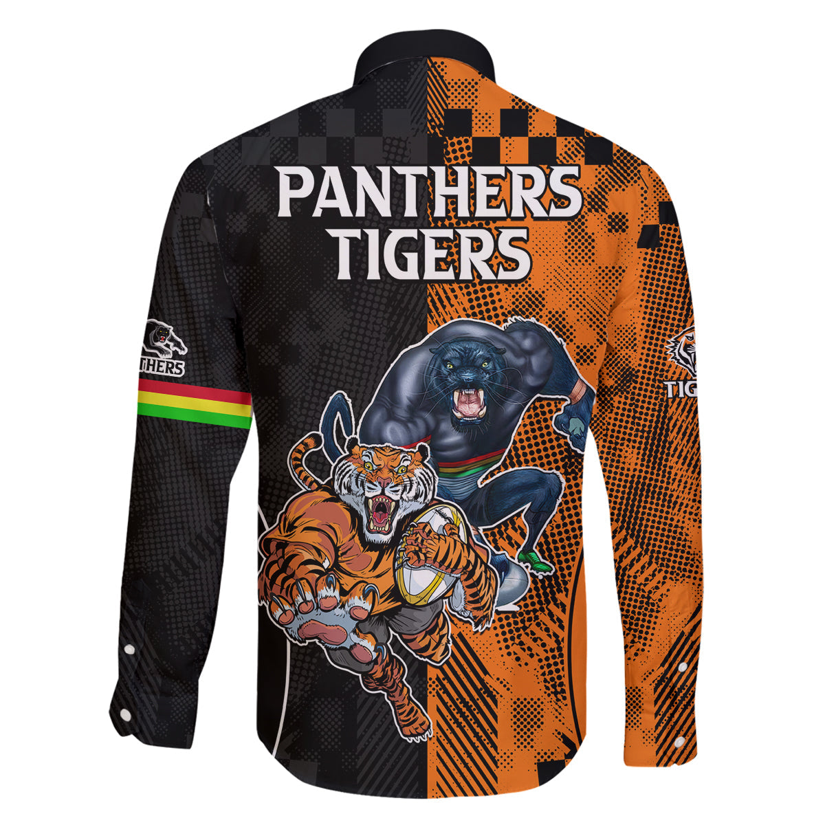 NRL Tigers Combine Panthers Rugby Family Matching Off Shoulder Maxi Dress and Hawaiian Shirt Sporty Style LT9