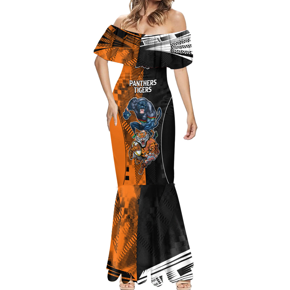 NRL Tigers Combine Panthers Rugby Mermaid Dress Sporty Style LT9