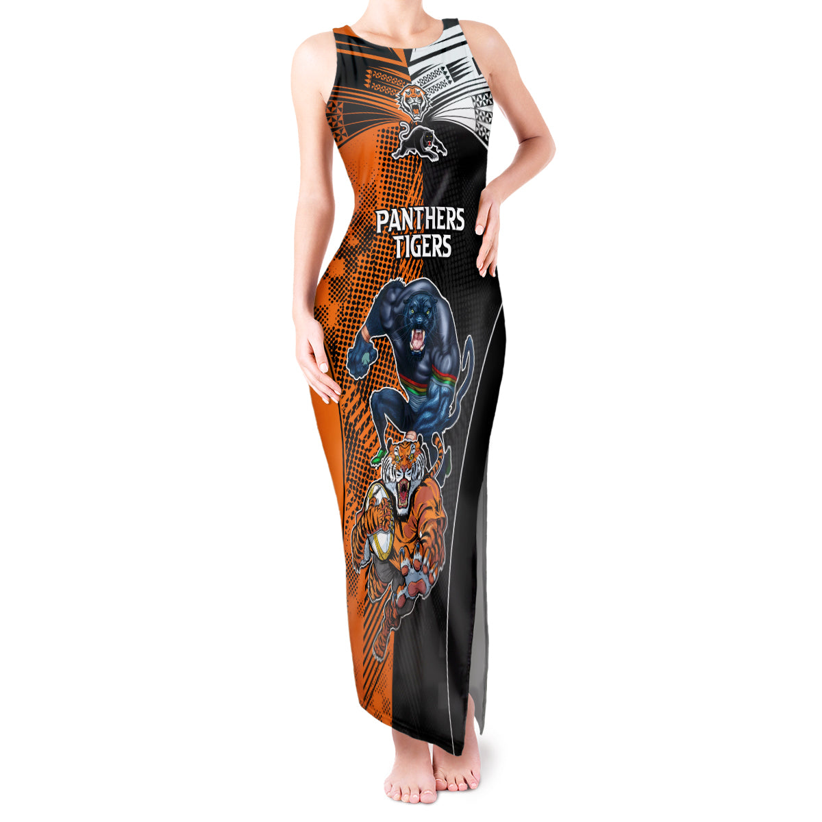 NRL Tigers Combine Panthers Rugby Tank Maxi Dress Sporty Style LT9