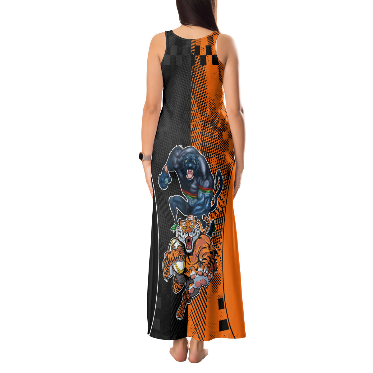 NRL Tigers Combine Panthers Rugby Tank Maxi Dress Sporty Style LT9