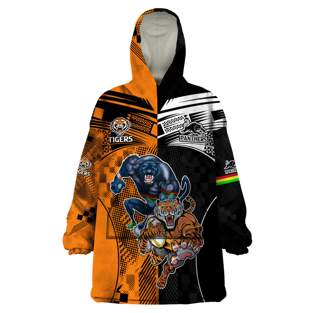 NRL Tigers Combine Panthers Rugby Wearable Blanket Hoodie Sporty Style - Vibe Hoodie Shop