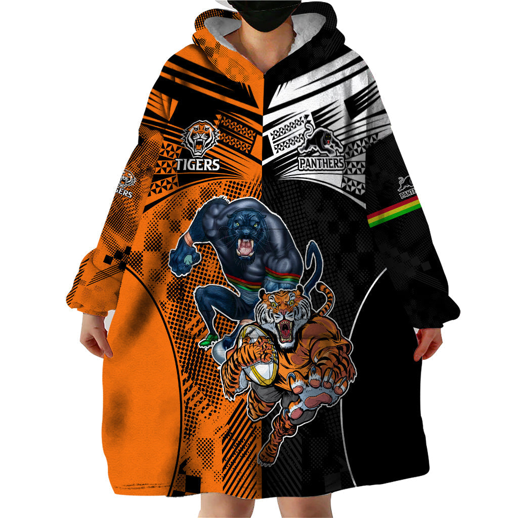 NRL Tigers Combine Panthers Rugby Wearable Blanket Hoodie Sporty Style - Vibe Hoodie Shop