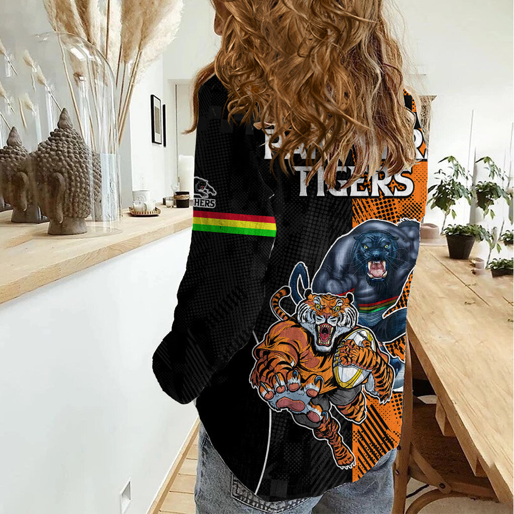 NRL Tigers Combine Panthers Rugby Women Casual Shirt Sporty Style - Vibe Hoodie Shop