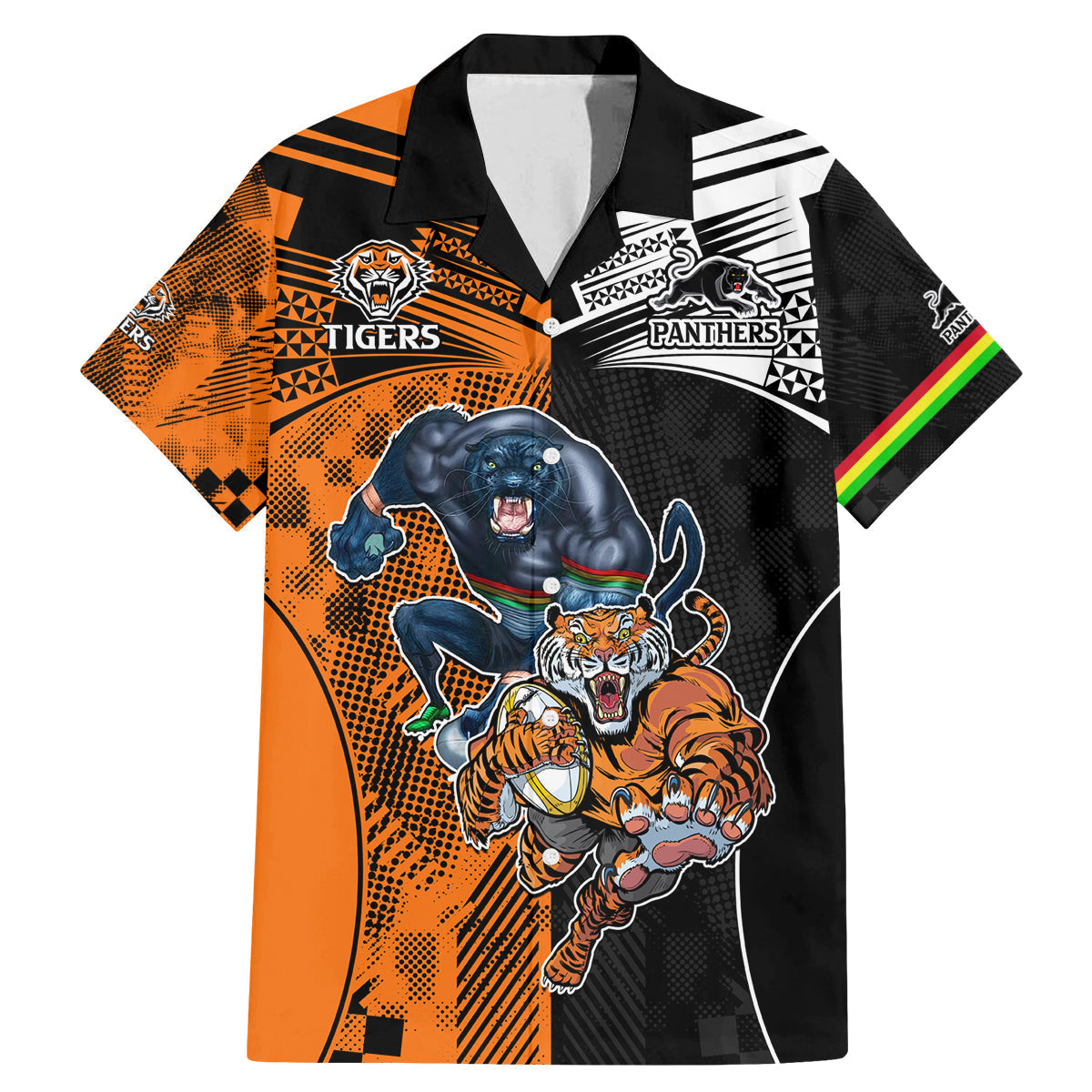 Custom NRL Tigers Combine Panthers Rugby Family Matching Mermaid Dress and Hawaiian Shirt Sporty Style LT9