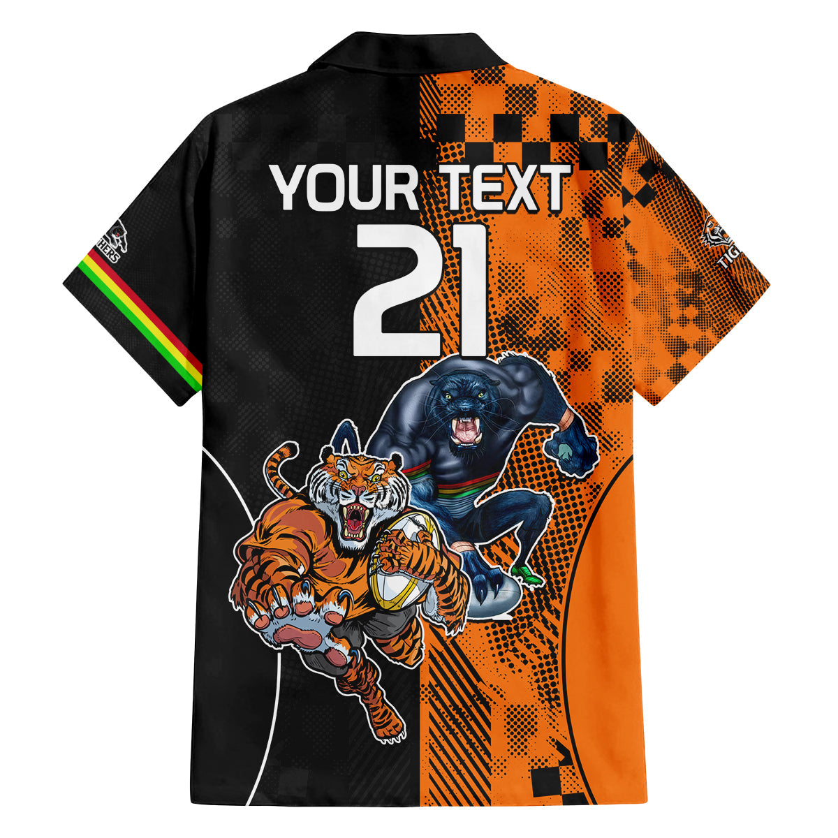 Custom NRL Tigers Combine Panthers Rugby Family Matching Off Shoulder Long Sleeve Dress and Hawaiian Shirt Sporty Style LT9