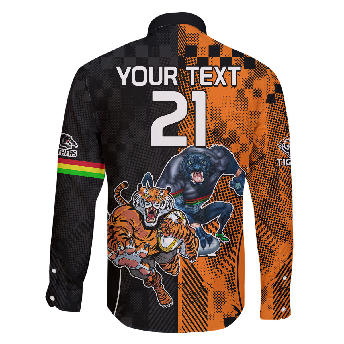 Custom NRL Tigers Combine Panthers Rugby Family Matching Off Shoulder Long Sleeve Dress and Hawaiian Shirt Sporty Style LT9