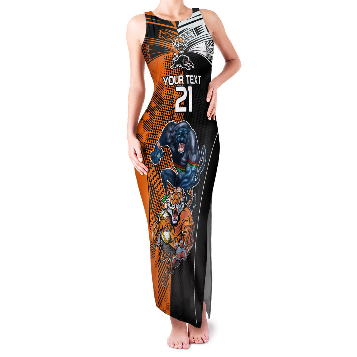 Custom NRL Tigers Combine Panthers Rugby Family Matching Tank Maxi Dress and Hawaiian Shirt Sporty Style LT9