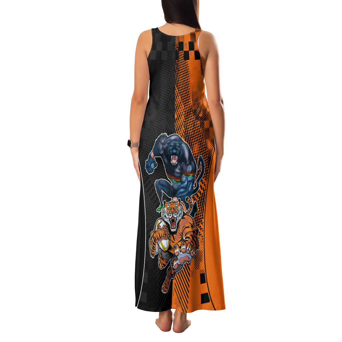 Custom NRL Tigers Combine Panthers Rugby Family Matching Tank Maxi Dress and Hawaiian Shirt Sporty Style LT9