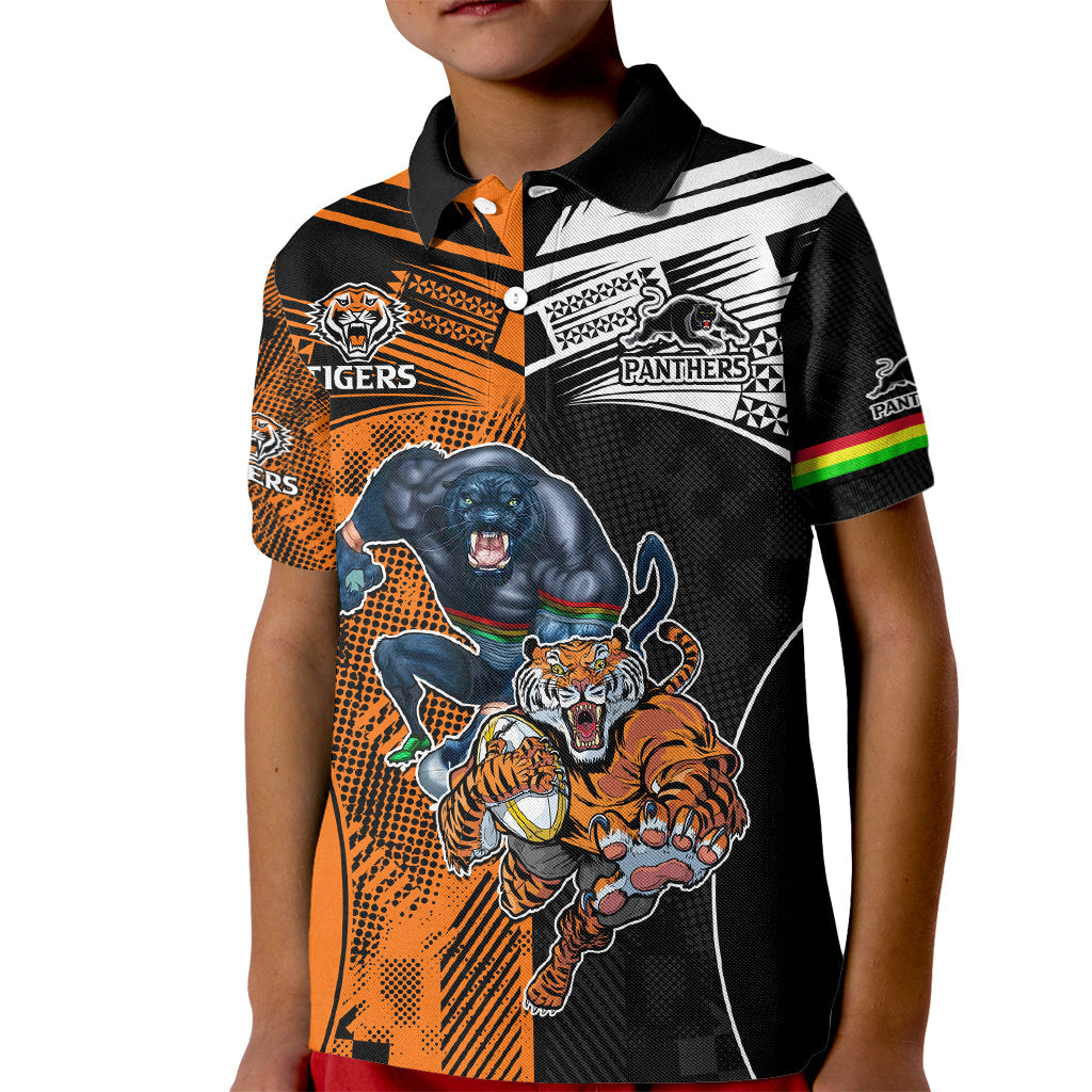 Custom NRL Tigers Combine Panthers Rugby Kid Polo Shirt Sporty Style LT9