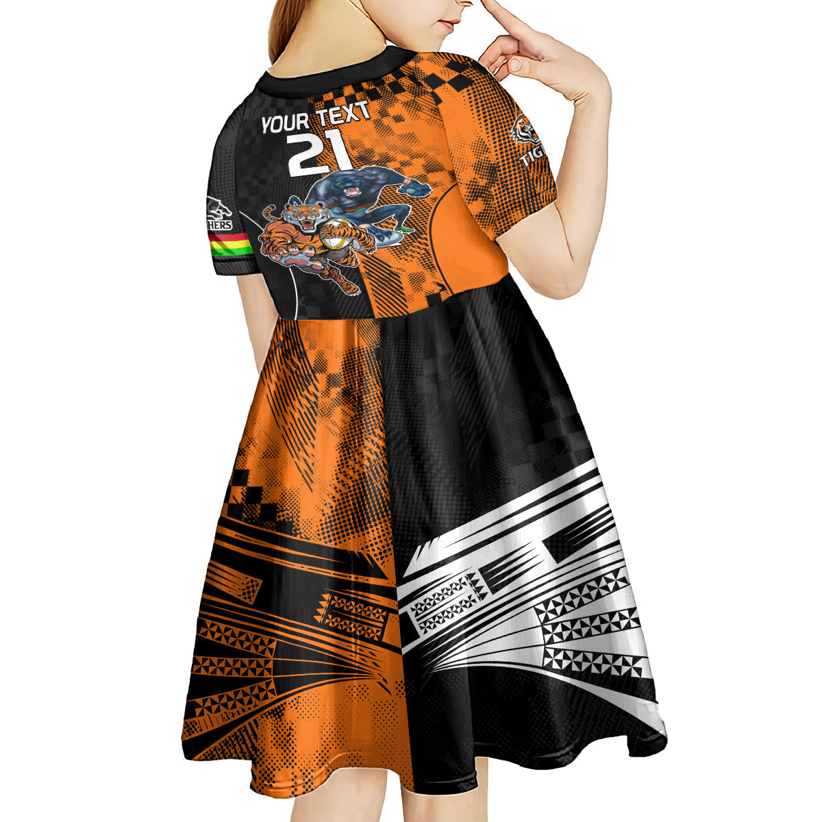 Custom NRL Tigers Combine Panthers Rugby Kid Short Sleeve Dress Sporty Style - Vibe Hoodie Shop