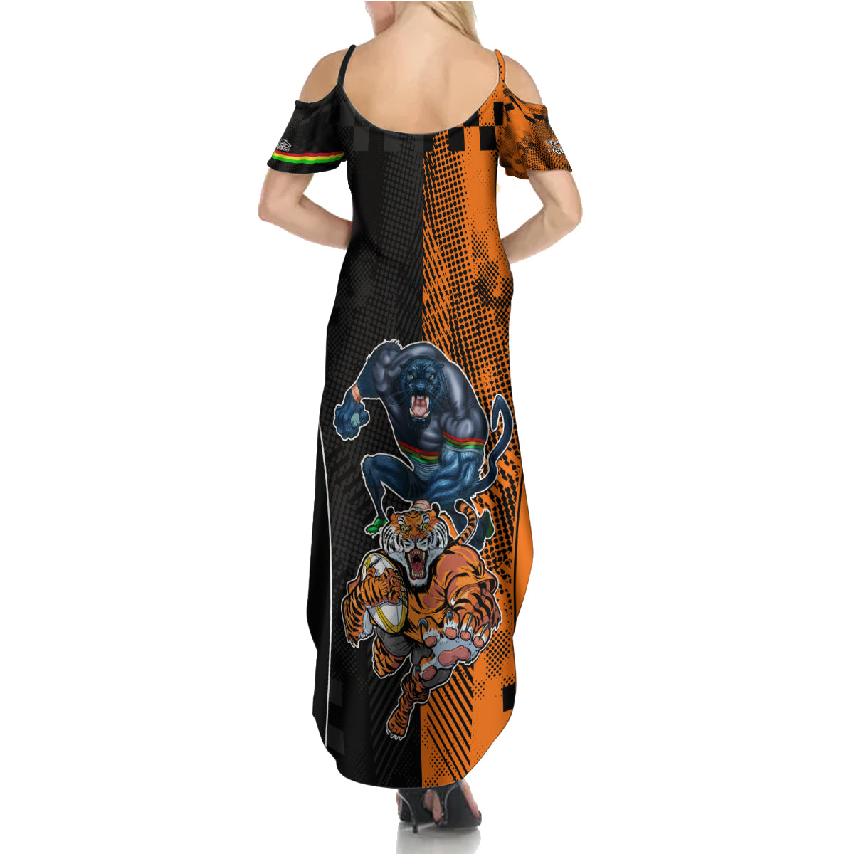 Custom NRL Tigers Combine Panthers Rugby Summer Maxi Dress Sporty Style LT9