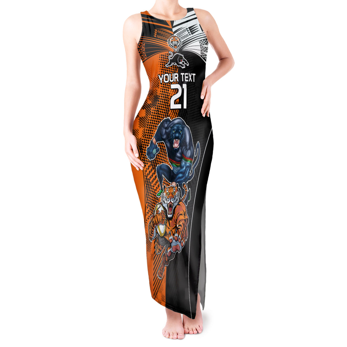 Custom NRL Tigers Combine Panthers Rugby Tank Maxi Dress Sporty Style LT9