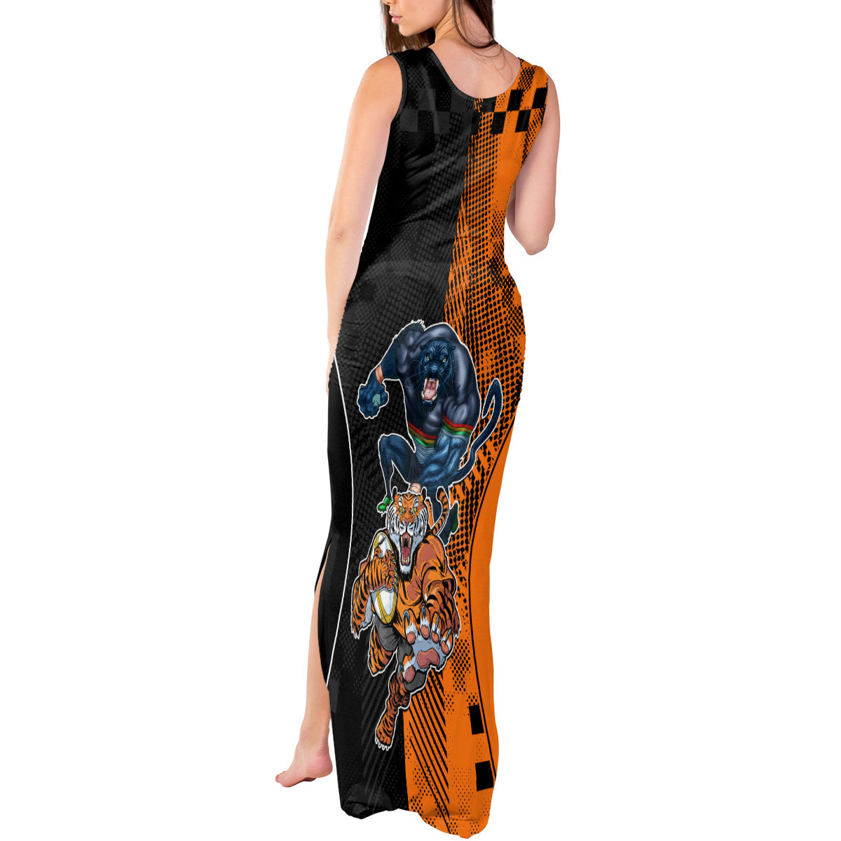 Custom NRL Tigers Combine Panthers Rugby Tank Maxi Dress Sporty Style LT9
