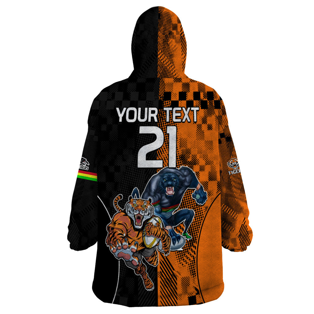 Custom NRL Tigers Combine Panthers Rugby Wearable Blanket Hoodie Sporty Style - Vibe Hoodie Shop