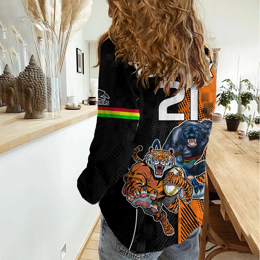 Custom NRL Tigers Combine Panthers Rugby Women Casual Shirt Sporty Style - Vibe Hoodie Shop