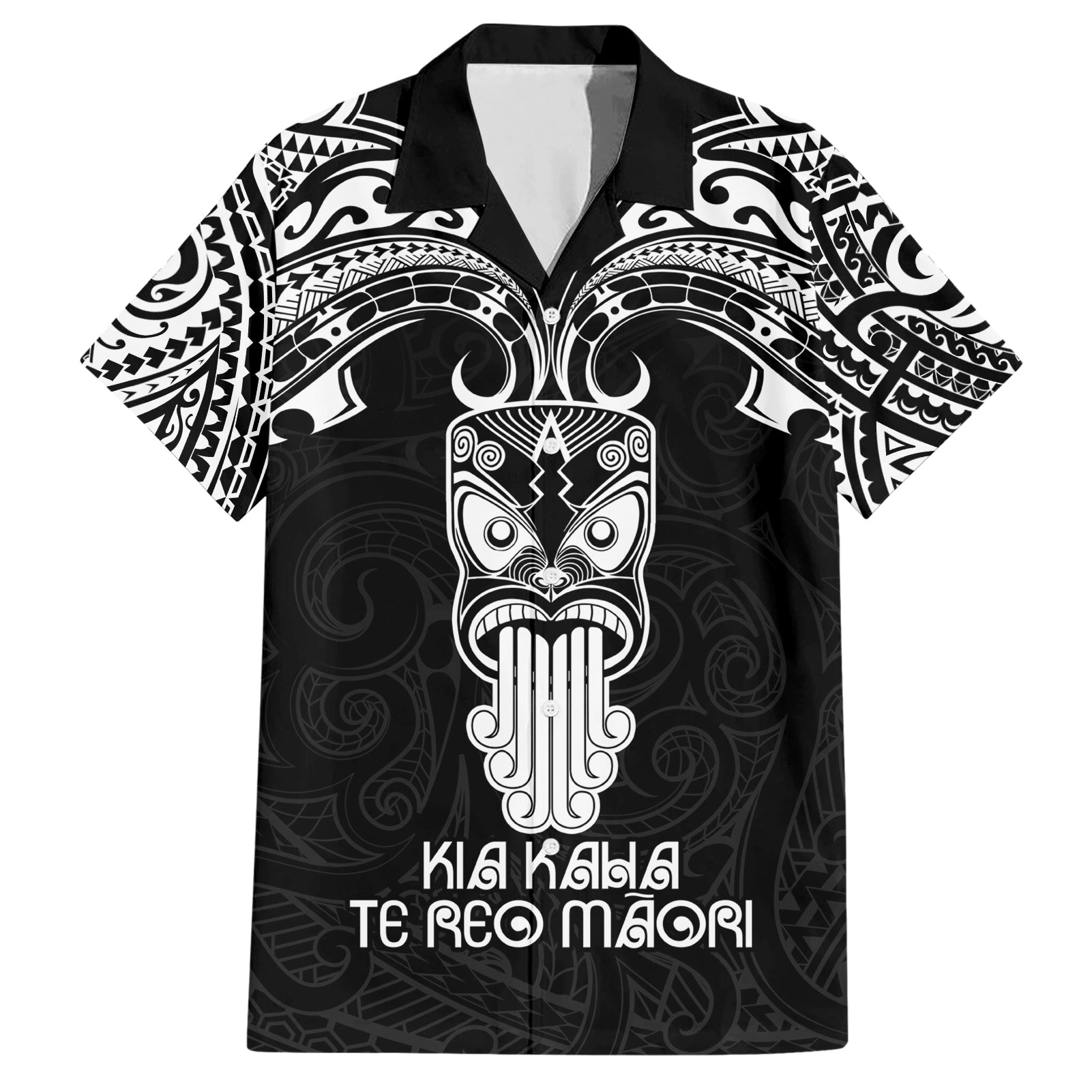 New Zealand Te Reo Maori Hawaiian Shirt Kia Kaha Maori Language Week Black Style - Vibe Hoodie Shop