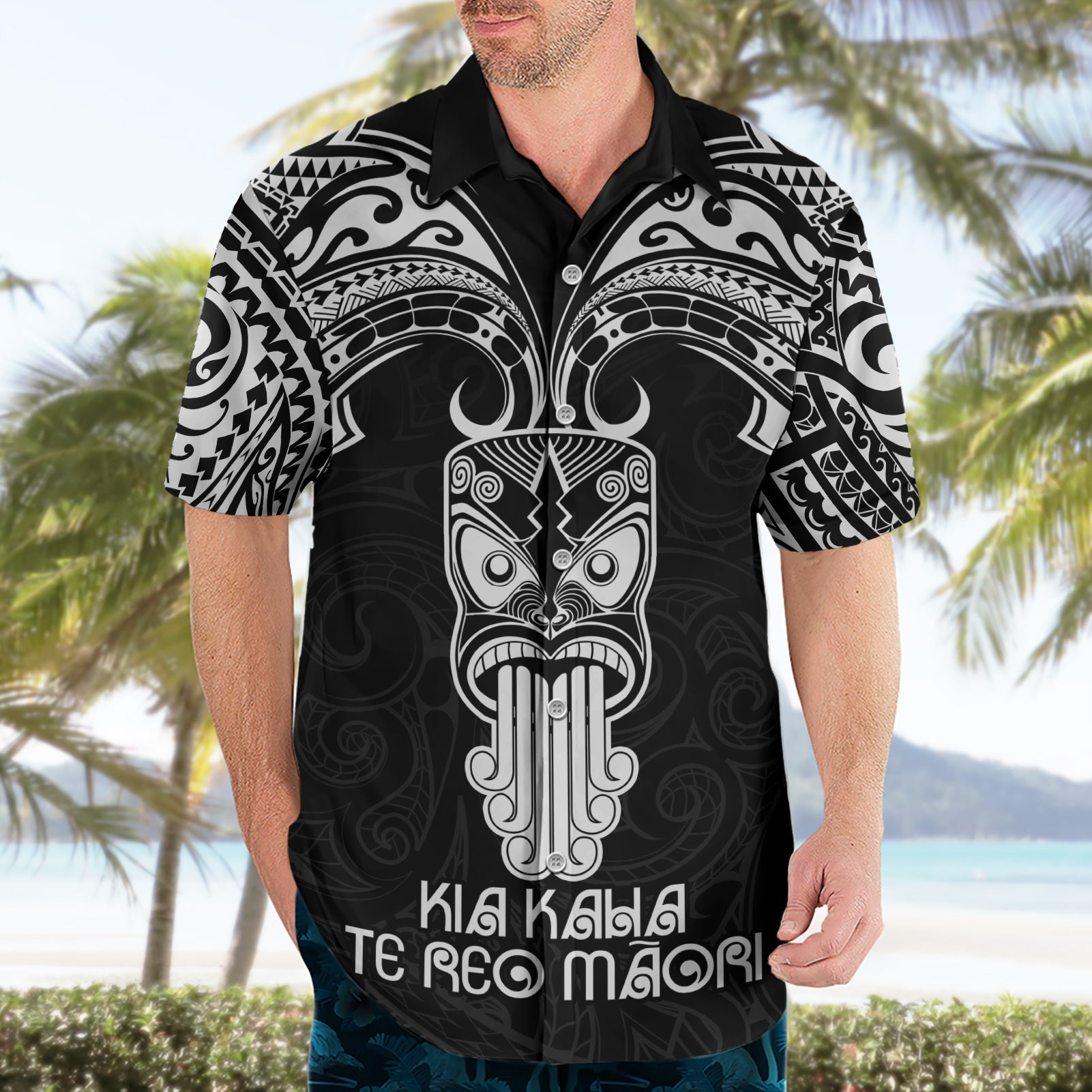 New Zealand Te Reo Maori Hawaiian Shirt Kia Kaha Maori Language Week Black Style - Vibe Hoodie Shop