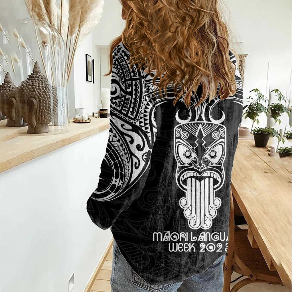 New Zealand Te Reo Maori Women Casual Shirt Kia Kaha Maori Language Week Black Style - Vibe Hoodie Shop