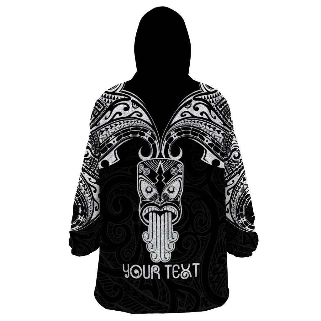 Personalised New Zealand Te Reo Maori Wearable Blanket Hoodie Kia Kaha Maori Language Week Black Style - Vibe Hoodie Shop