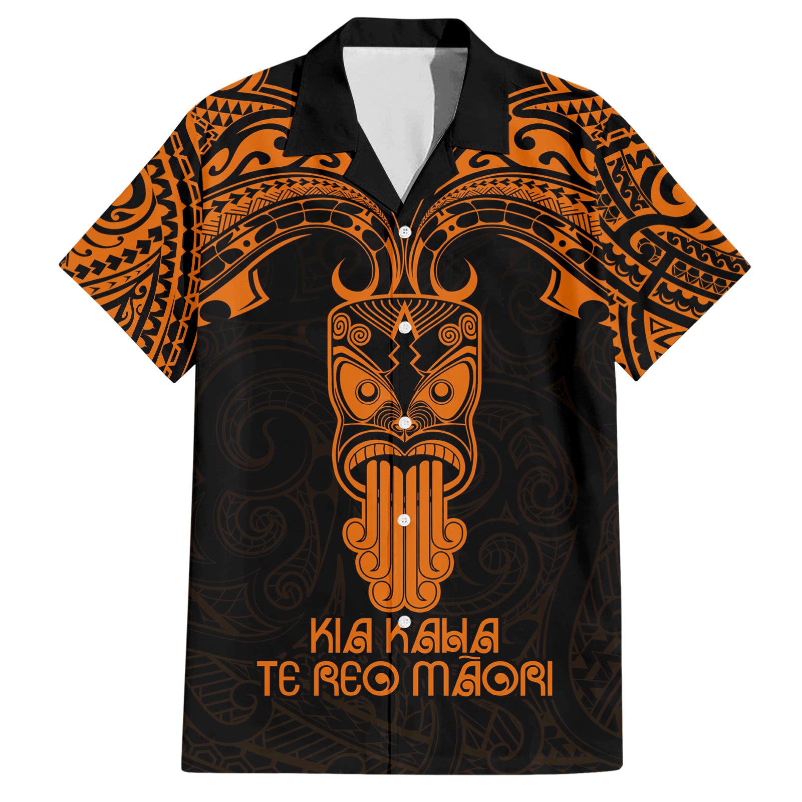 Personalised New Zealand Te Reo Maori Hawaiian Shirt Kia Kaha Maori Language Week Gold Style - Vibe Hoodie Shop