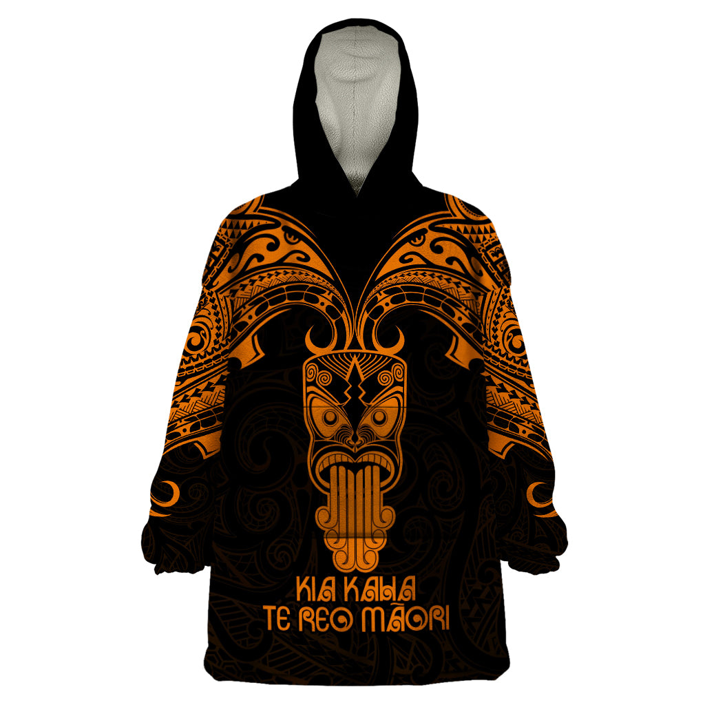 Personalised New Zealand Te Reo Maori Wearable Blanket Hoodie Kia Kaha Maori Language Week Gold Style - Vibe Hoodie Shop