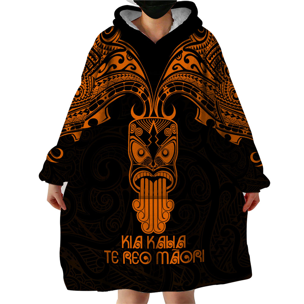 Personalised New Zealand Te Reo Maori Wearable Blanket Hoodie Kia Kaha Maori Language Week Gold Style - Vibe Hoodie Shop