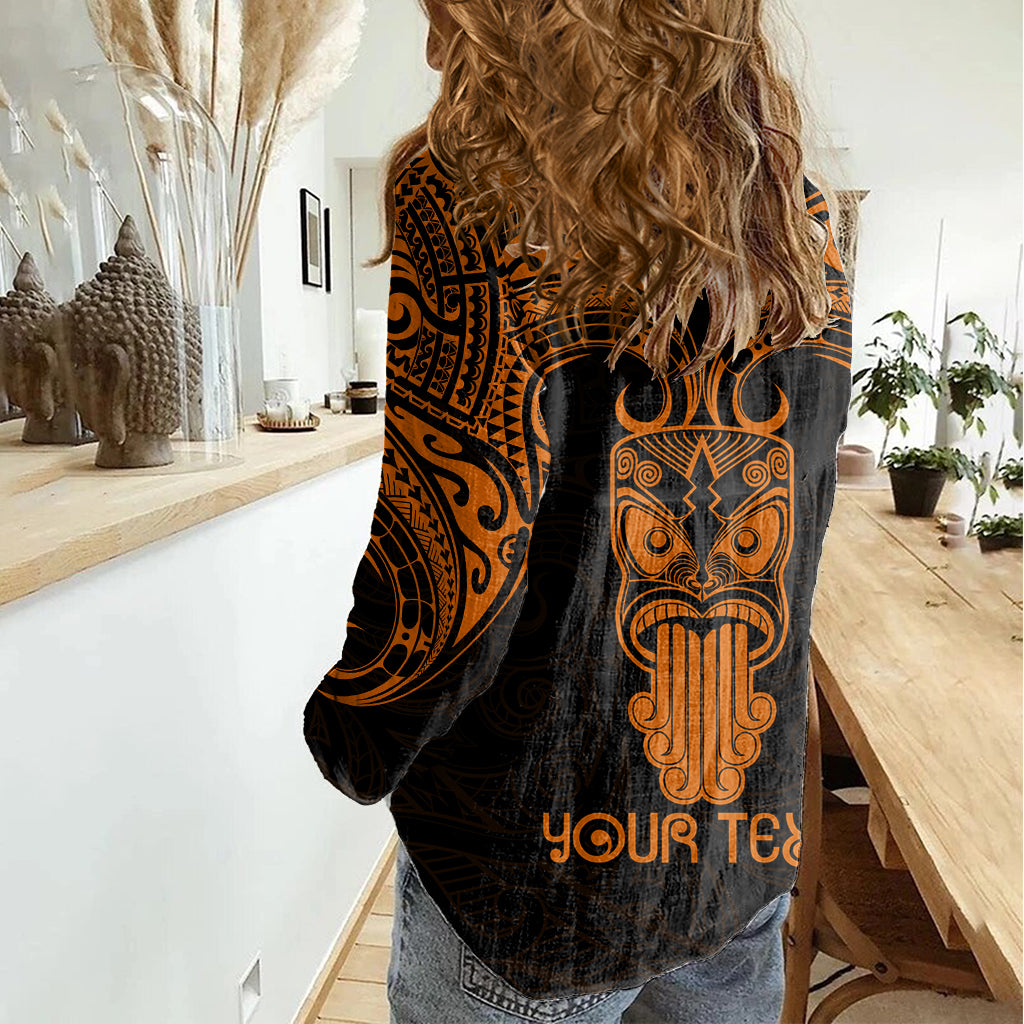 Personalised New Zealand Te Reo Maori Women Casual Shirt Kia Kaha Maori Language Week Gold Style - Vibe Hoodie Shop