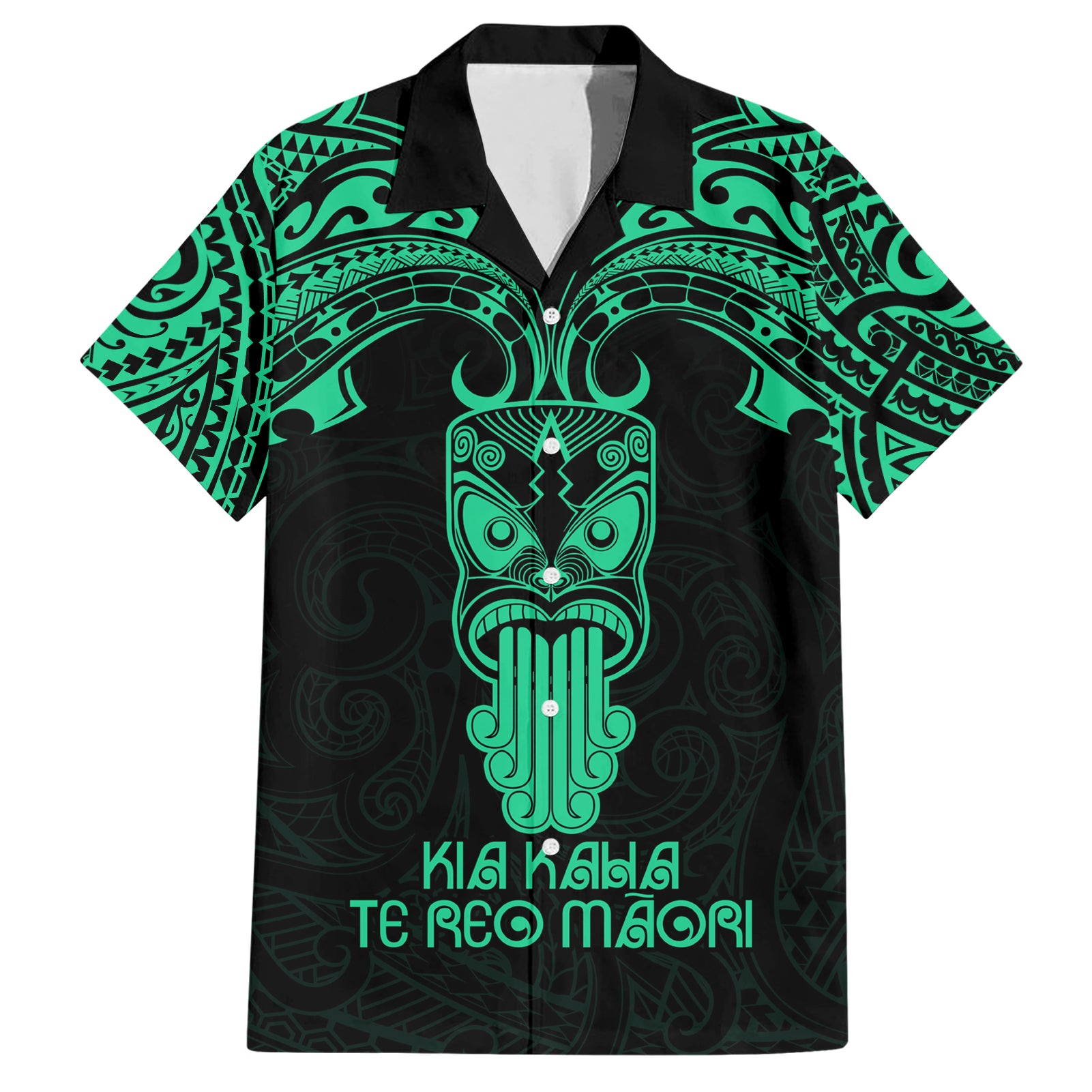 Personalised New Zealand Te Reo Maori Hawaiian Shirt Kia Kaha Maori Language Week Green Style - Vibe Hoodie Shop