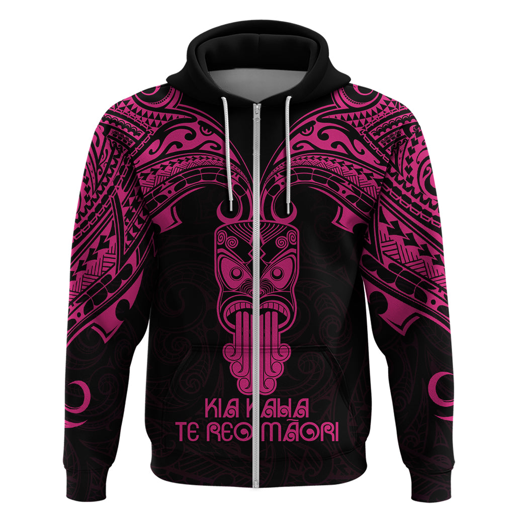 Personalised New Zealand Te Reo Maori Hoodie Kia Kaha Maori Language Week Pink Style LT9 - Vibe Hoodie Shop