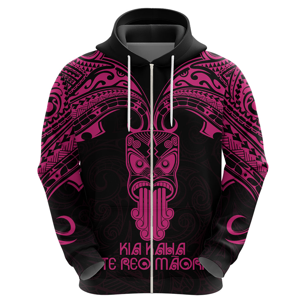 Personalised New Zealand Te Reo Maori Hoodie Kia Kaha Maori Language Week Pink Style LT9 - Vibe Hoodie Shop
