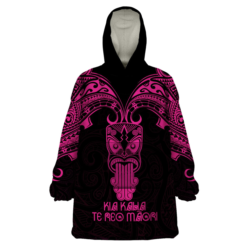 Personalised New Zealand Te Reo Maori Wearable Blanket Hoodie Kia Kaha Maori Language Week Pink Style - Vibe Hoodie Shop