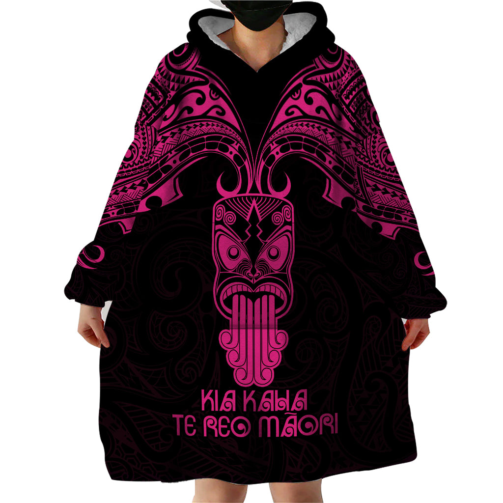 Personalised New Zealand Te Reo Maori Wearable Blanket Hoodie Kia Kaha Maori Language Week Pink Style - Vibe Hoodie Shop