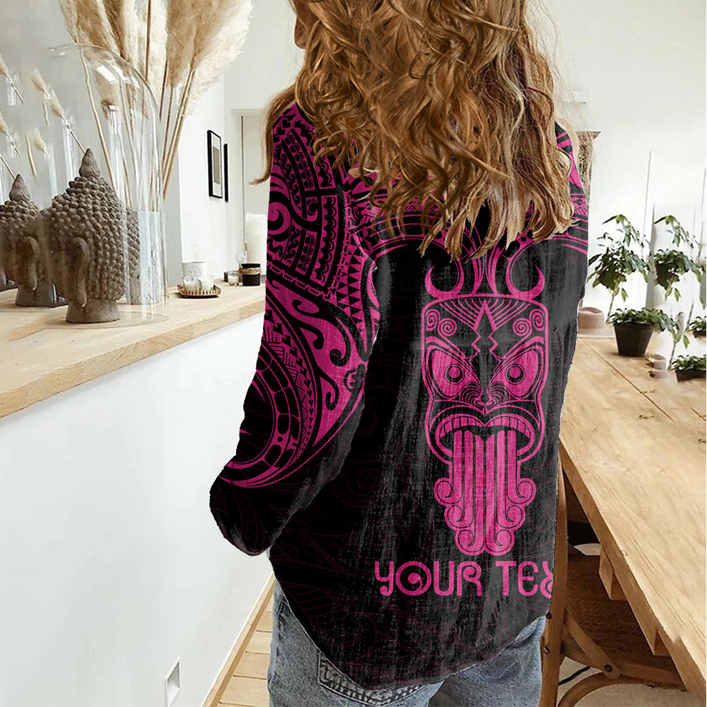 Personalised New Zealand Te Reo Maori Women Casual Shirt Kia Kaha Maori Language Week Pink Style - Vibe Hoodie Shop