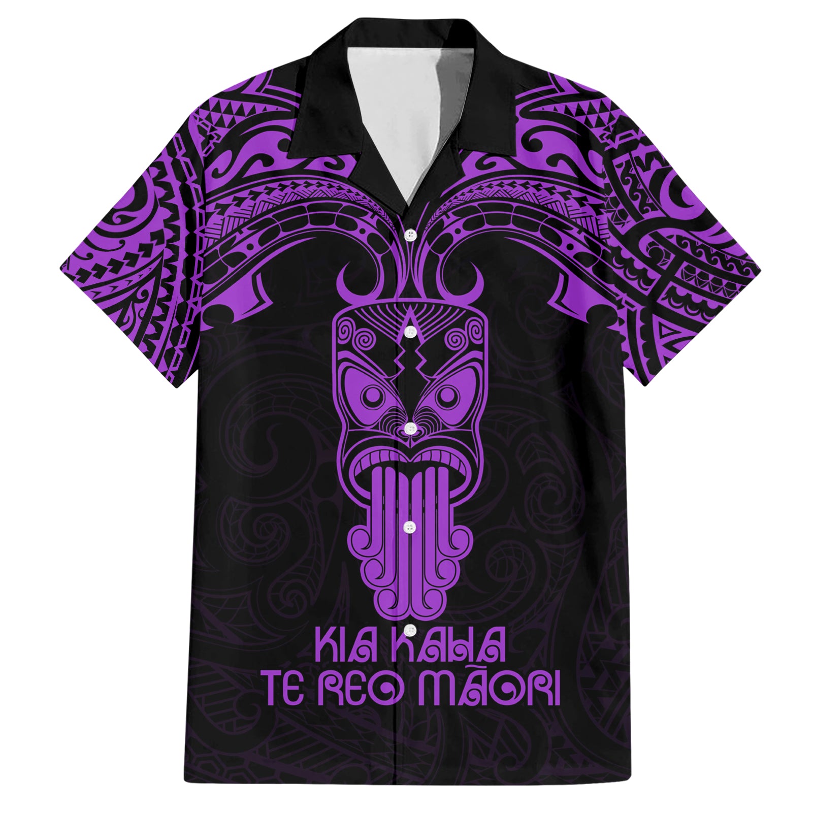 Personalised New Zealand Te Reo Maori Hawaiian Shirt Kia Kaha Maori Language Week Purple Style - Vibe Hoodie Shop