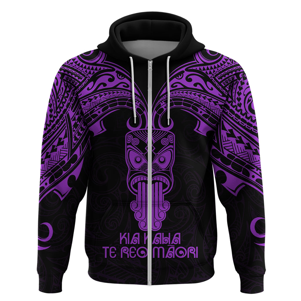 Personalised New Zealand Te Reo Maori Hoodie Kia Kaha Maori Language Week Purple Style LT9 - Vibe Hoodie Shop