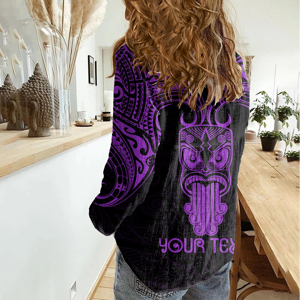 Personalised New Zealand Te Reo Maori Women Casual Shirt Kia Kaha Maori Language Week Purple Style - Vibe Hoodie Shop