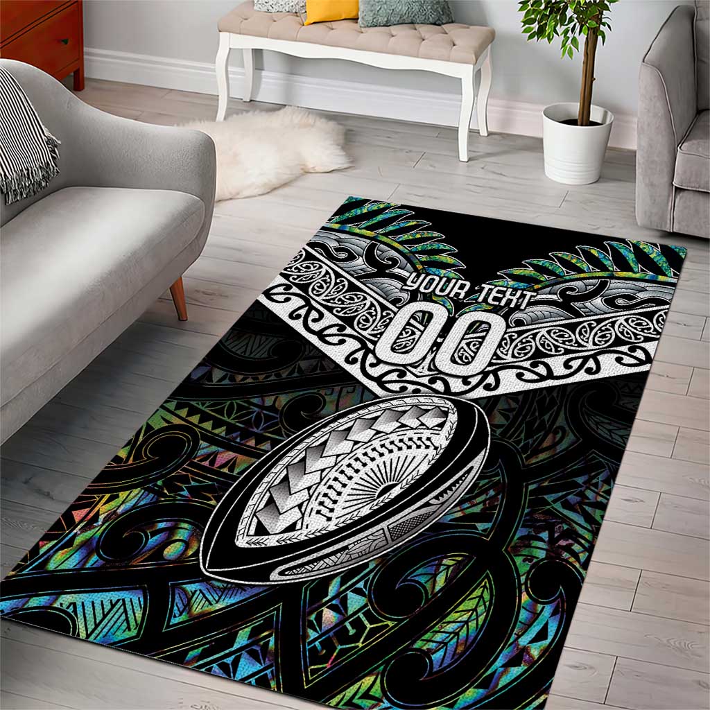 Custom New Zealand Area Rug Maori Rugby Tattoo Papua Shell - Vibe Hoodie Shop