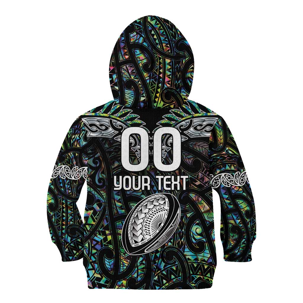 Custom New Zealand Kid Hoodie Maori Rugby Tattoo Papua Shell - Vibe Hoodie Shop