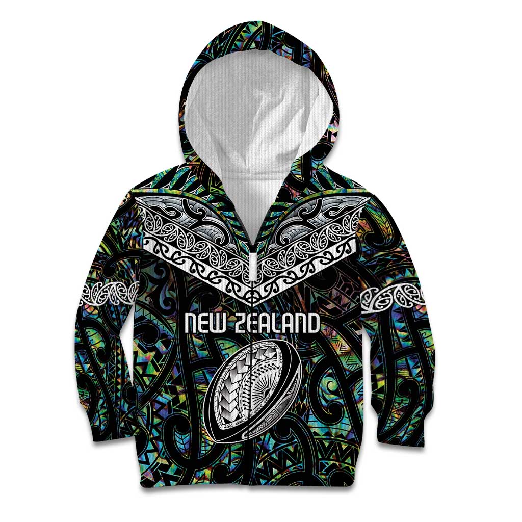 Custom New Zealand Kid Hoodie Maori Rugby Tattoo Papua Shell - Vibe Hoodie Shop