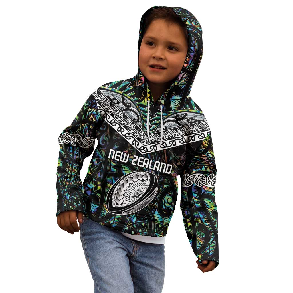 Custom New Zealand Kid Hoodie Maori Rugby Tattoo Papua Shell - Vibe Hoodie Shop