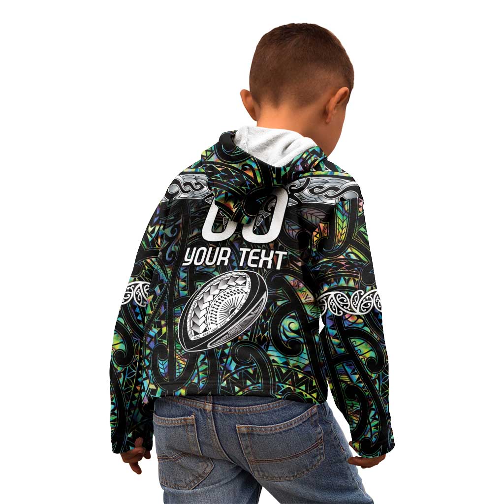 Custom New Zealand Kid Hoodie Maori Rugby Tattoo Papua Shell - Vibe Hoodie Shop