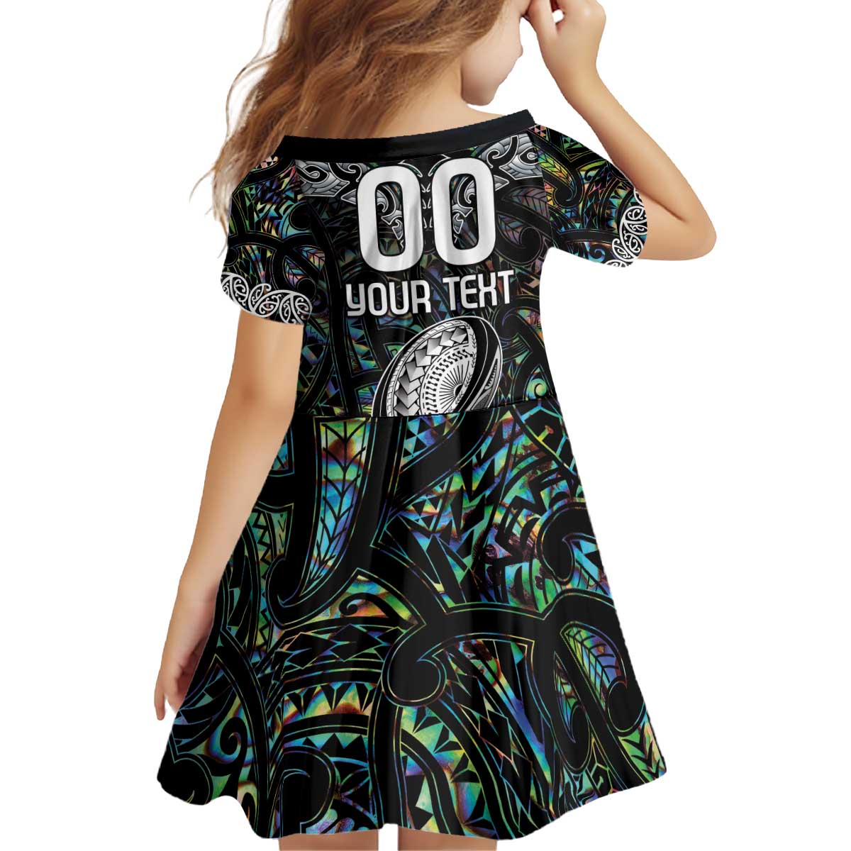 Custom New Zealand Kid Short Sleeve Dress Maori Rugby Tattoo Papua Shell - Vibe Hoodie Shop
