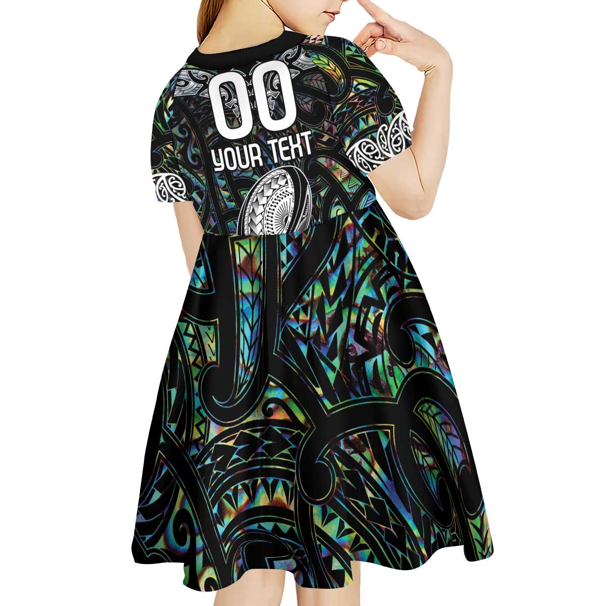 Custom New Zealand Kid Short Sleeve Dress Maori Rugby Tattoo Papua Shell - Vibe Hoodie Shop