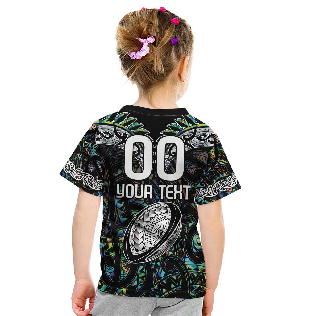 Custom New Zealand Kid T Shirt Maori Rugby Tattoo Papua Shell - Vibe Hoodie Shop